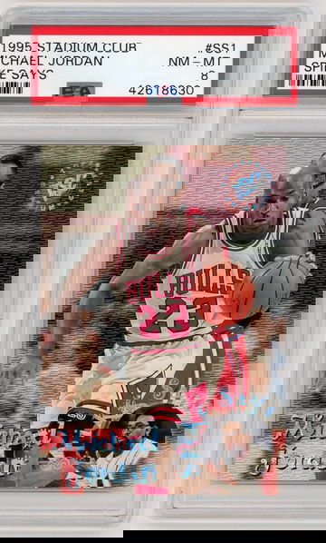 MICHAEL JORDAN 1995-96 Stadium Club Spike Says #SS1 PSA 8