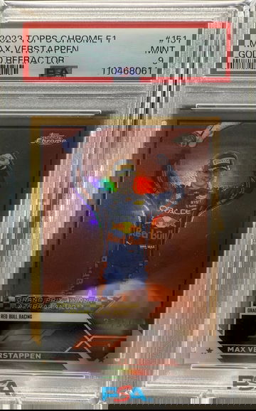 2023 Topps Chrome F1 Max Verstappen Gold Refractor 27/50 PSA 9 Population 3