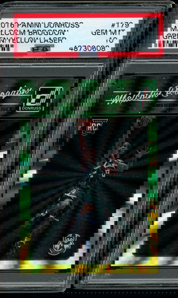 2016 Panini Donruss Green/Yellow Laser #179 Malcolm Brogdon PSA 10 Gem Mint