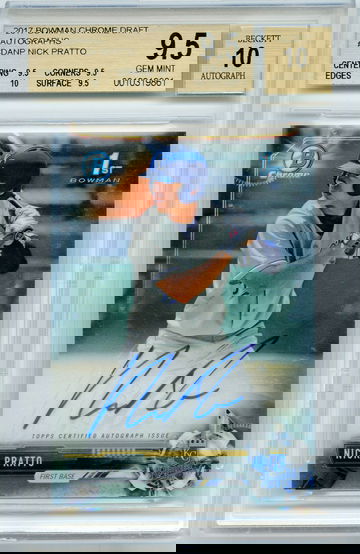 2017 Bowman Chrome Draft NICK PRATTO Autograph Rookie RC BGS 9.5/10 Auto TRUE GEM+
