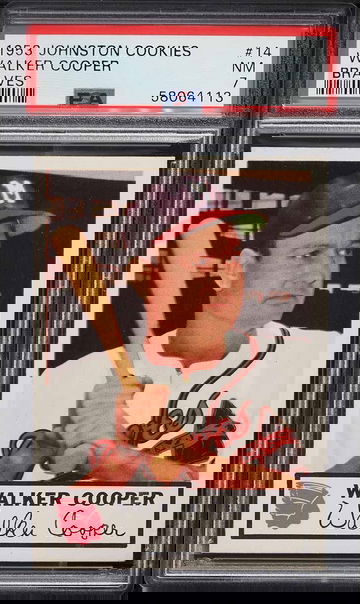 1953 Johnston Cookies Braves Baseball Walker Cooper #14 Braves PSA 7