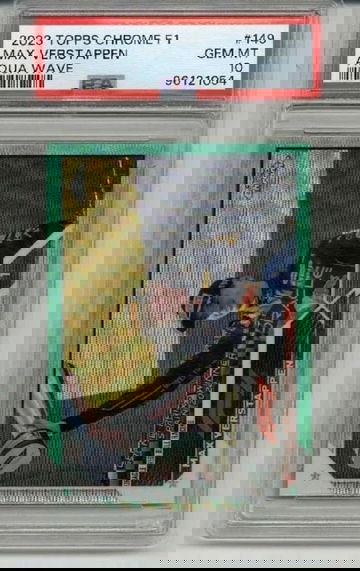 2023 TOPPS CHROME F1 AQUA WAVE #149 MAX VERSTAPPEN PSA 10 LOW POP VERY RARE