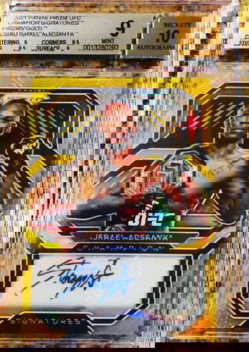 2021 UFC Panini Prizm Israel Adesanya Gold Auto BGS 9/10 9.5 Edges & Corners