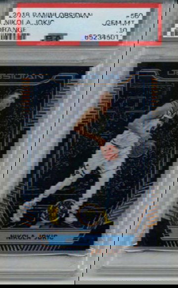 2018 PANINI OBSIDIAN ORANGE NIKOLA JOKIC LE /25 NUGGETS PSA 10 LOW POP