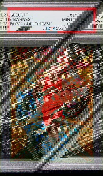 2021 Panini Select Phenomenon Gold Prizm Scottie Barnes #15 /10 PSA 9