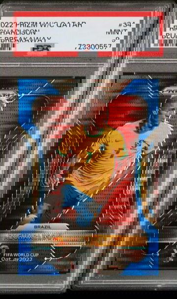 2022 Panini Prizm World Cup Qatar Blue Breakaway /49 Richarlison #34 PSA 9