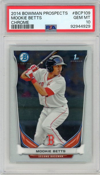 Mookie Betts 2014 Bowman Chrome 1st Prospect Card PSA 10 Gem Dodgers MLB