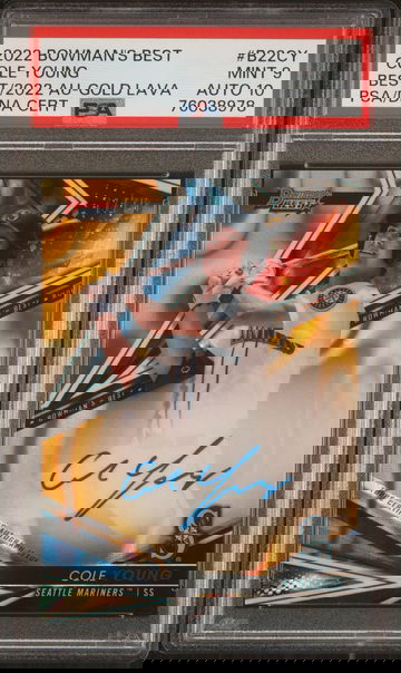 PSA 9/10 2022 Bowman Best Cole Young Gold Lava /75