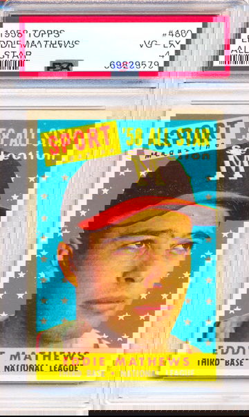 1958 Topps #480 Eddie Mathews PSA 4 - NEW CASE! JUST GRADED!