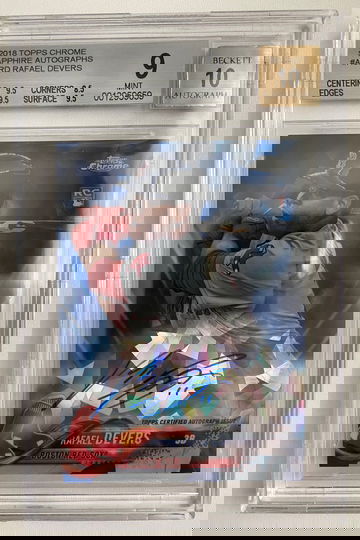 Rafael Devers 2018 Topps Chrome Sapphire Auto RC BGS 9/10