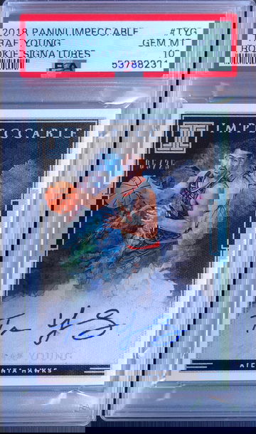 2018 Panini Impeccable Trae Young Rookie Signatures /25 RC PSA 10 Gem Mint **ONLY POP 1**