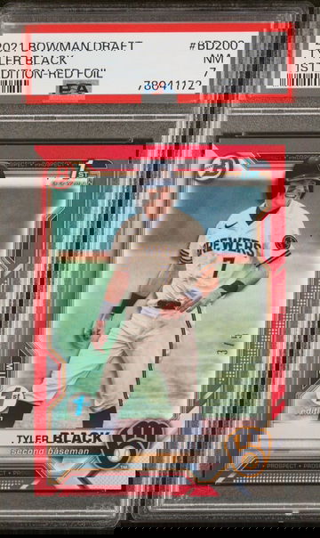 2021 Bowman Draft 1st Edition Tyler Black Red Foil /5 PSA 7 {Brewers}