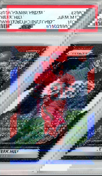 2016 PANINI PRIZM TYREEK HILL #296 RED WHITE BLUE DISCO PRIZM ROOKIE RC PSA 10