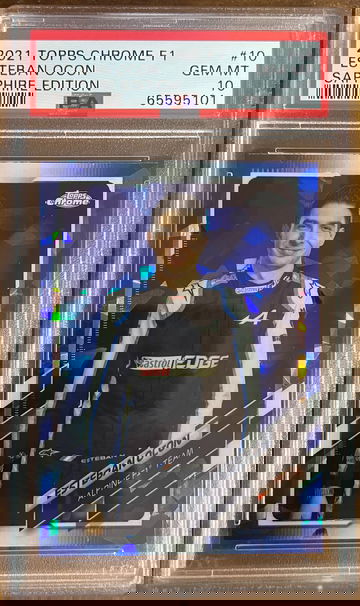 2021 TOPPS CHROME F1 SAPPHIRE ESTEBAN OCON #10 PSA 10 GEM MINT