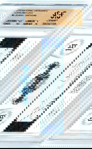 Johnny Unitas 2010 National Treasures Souvenir Cuts Auto /40 BGS 9.5/9 Colts NFL