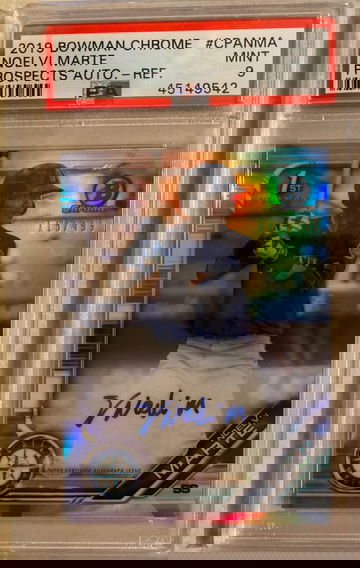 2019 Bowman Chrome Refractor Autograph Noelvi Marte PSA 9 #118/499