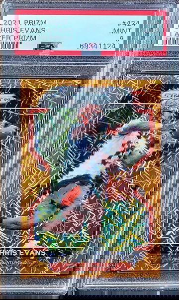 2021 CHRIS EVANS Panini ORANGE LAZER PRIZM PSA 9 Rookie RC #424 