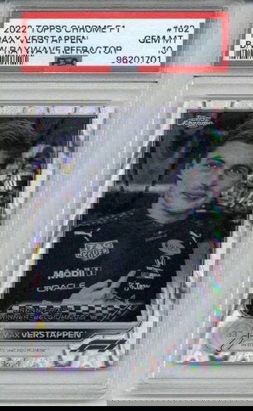 2022 TOPPS CHROME F1 BLACK & WHITE RAYWAVE REFRACTOR MAX VERSTAPPEN PSA 10 RARE