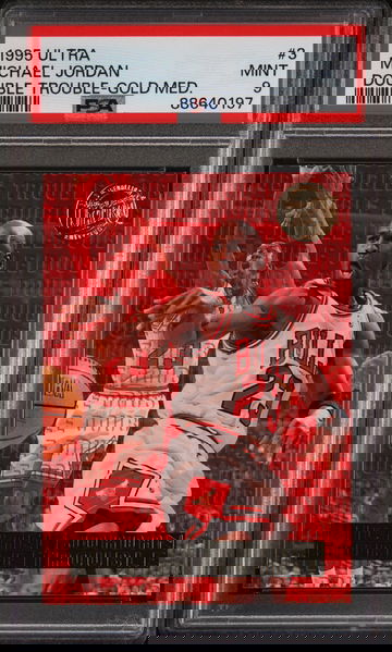 Michael Jordan 1995 Ultra Double Trouble Gold Medallion PSA 9