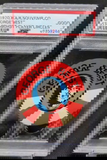 1970 B.A.B. Souvenir Co. Starburst Player Circles George Best PSA 2