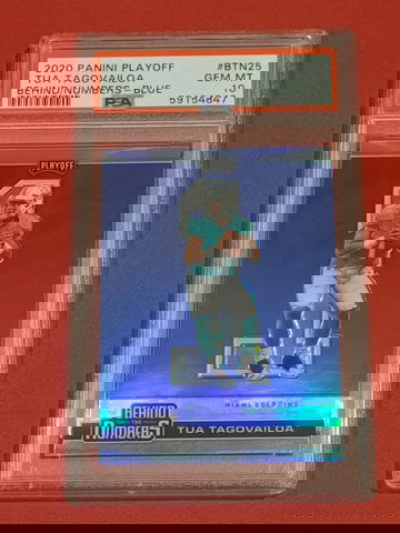 2020 Panini Playoff Behind The Numbers Blue Tua Tagovailoa PSA 10