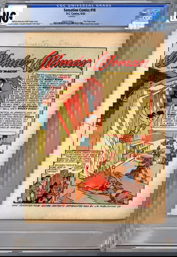 SENSATION COMICS #18 CGC -NG- WONDER WOMAN STORY HG PETER ART -COVERLESS- 1943