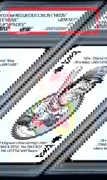 2013 Hero Decks Cincinnati Reds Playing Cards Pete Rose Charlie Hustle King of Spades PSA 10 True Pop 1 HOF