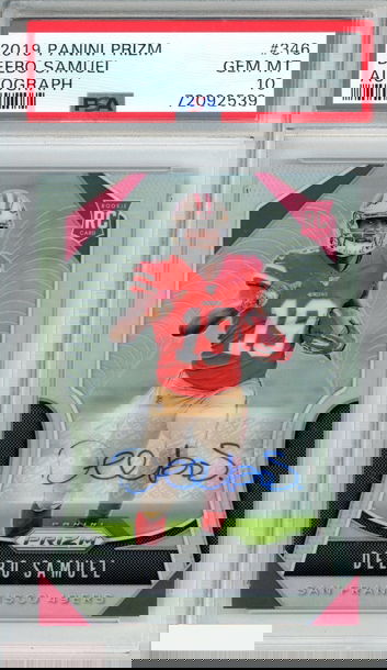 2019 PANINI PRIZM DEEBO SAMUEL #346 ROOKIE AUTOGRAPH RC 49ERS PSA 10 GEM MT