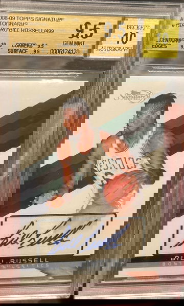 2008 Topps Signature Bill Russell Jersey #’d 6/499 BGS 9.5 Auto 10