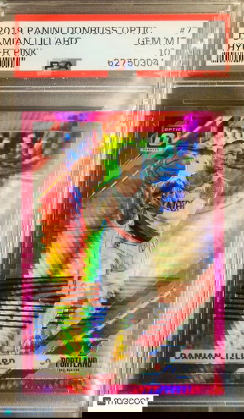 2019 Donruss Optic DAMIAN LILLARD HYPER PINK #7 TRAIL BLAZERS PSA 10 POP 19