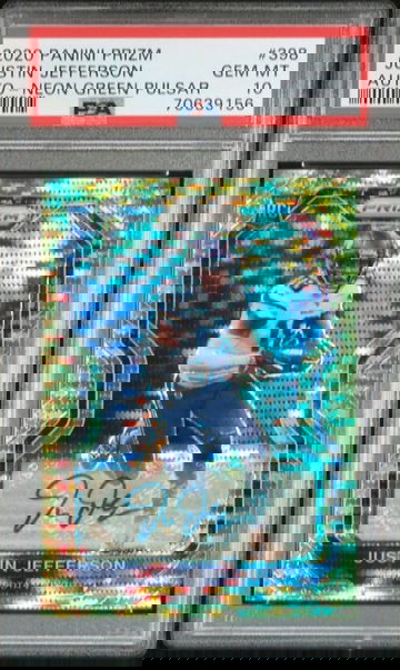 2020 Prizm Neon Green Pulsar Justin Jefferson Auto PSA 10