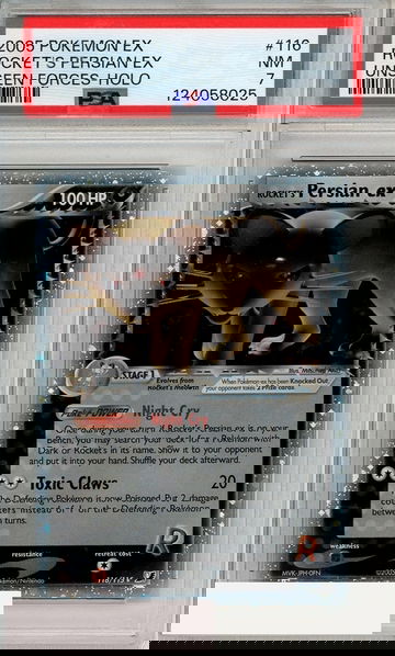 2005 POKEMON EX UNSEEN FORCES ROCKETS PERSIAN EX #116 HOLO PSA 7