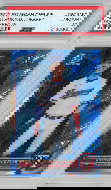 2022 Bowman Chrome Sapphire Edition Anthony Gutierrez 1st Prospect Refractor PSA 10 GEM MINT - Texas Rangers