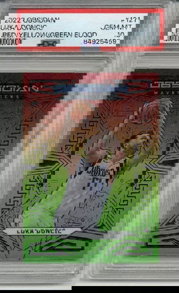 2022 PANINI OBSIDIAN EE RED YELLOW GREEN FLOOD LUKA DONCIC /75 PSA 10