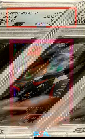 2023 Topps Chrome F1 Carlos Sainz Fuschia Lava PSA 10 Population 1