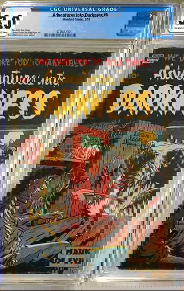 Adventures into Darkness #8 (1953) CGC 3.0 -- O/w to white pages; Zombies cover