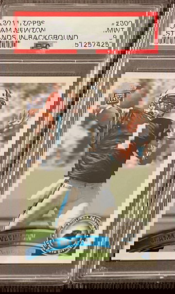 2011 Topps Cam Newton Stands in Background PSA 9