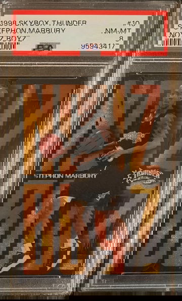 1998-99 Skybox Thunder Noyz Boyz #10 Stephon Marbury Insert PSA 8 Near Mint