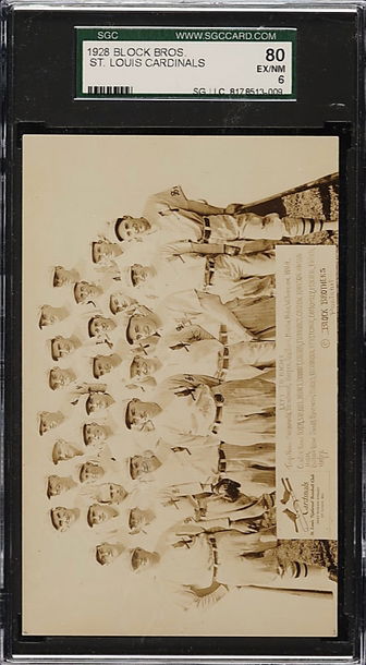 1928 Block Brothers Post Card St. Louis Cardinals SGC 80 EXMT 6