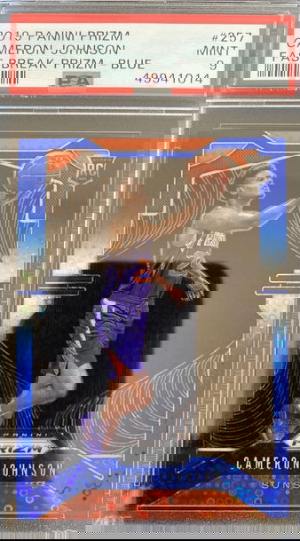 2019 Cameron Johnson Prizm Fast Break Blue SP /175 Rookie PSA 9