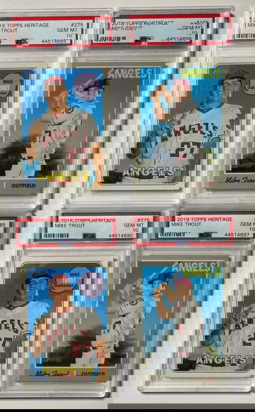 2019 Mike Trout Topps Heritage PSA 10 (2) 2018 Mike Trout Topps Heritage PSA 10 (2)