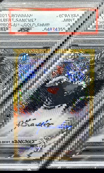 2021 Bowman Chrome GOLD SHIMMER REFRACTOR 1st AUTO RC Yolbert Sanchez 2/50 PSA 9