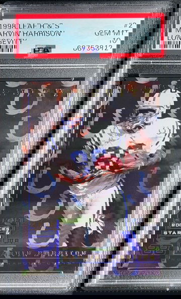 1998 Leaf Rookies Stars Longevity /50 Marvin Harrison PSA 10