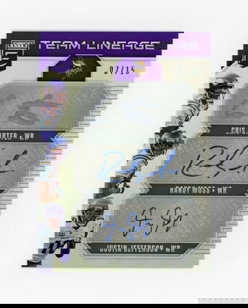 RANDY MOSS - JUSTIN JEFFERSON - CRIS CARTER 2020 Panini Elite Team Lineage Triple Auto #7/15