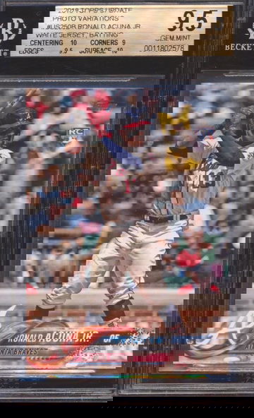 2018 TOPPS UPDATE PHOTO VARIATIONS #US250B RONALD ACUNA JR RC WHITE JERSEY BATTING