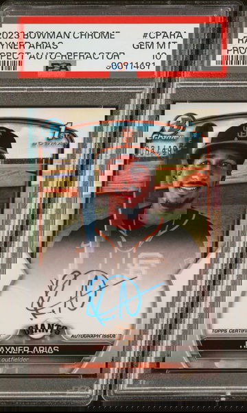 2023 Bowman Chrome Rayner Arias 1st Chrome Auto Refractor /499 PSA 10 GEM #CPARA