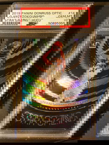 2019-20 Giannis Antetokounmpo Panini Donruss Optic Star Gazing Holo PSA 10 Milwaukee Bucks NBA Insert Greek Freak