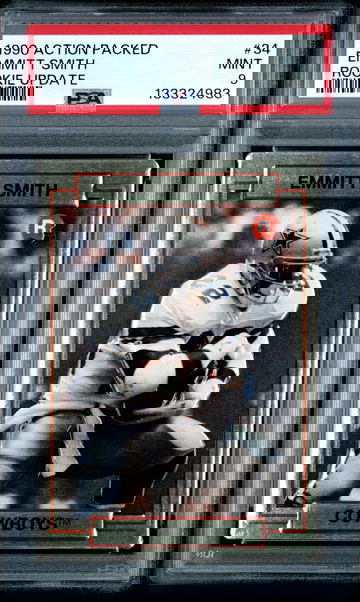 1990 Action Packed Emmitt Smith PSA 9 RC rookie card Dallas Cowboys