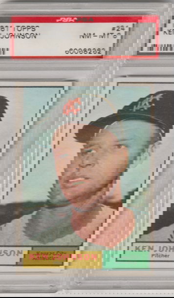 1961 Topps #24 Ken Johnson PSA 8 (Near Mint - Mint)