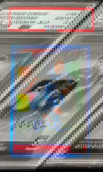 2018 Panini Donruss Weston McKennie Rated Rookie Optic Autograph Blue /99 - PSA 10